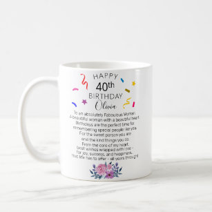 Taza De Café Feliz 40° cumpleaños personalizado