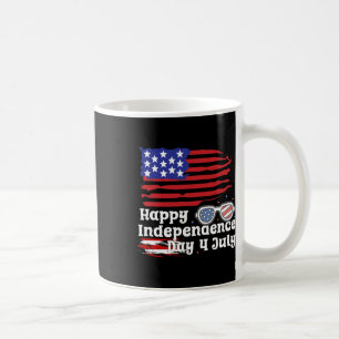 Taza De Café Feliz 4 De Julio A La Bandera De Los Estados Unido