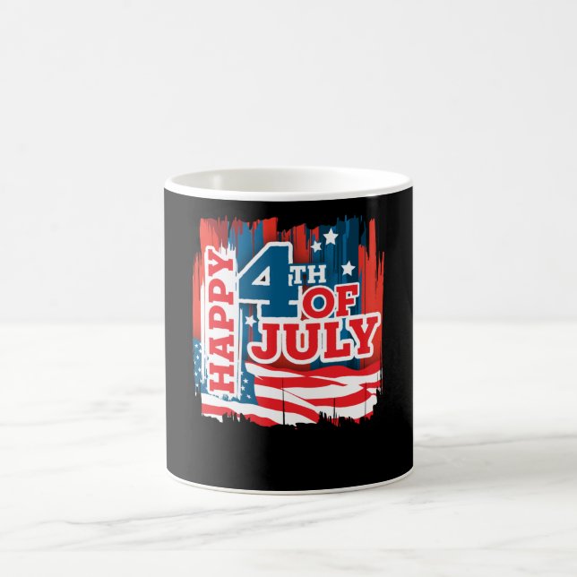 Taza De Café Feliz 4 de julio - bandera de Estados Unidos (Centro)