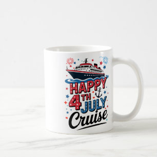 Taza De Café Feliz 4 de julio Crucero Familia Combinación Rojo