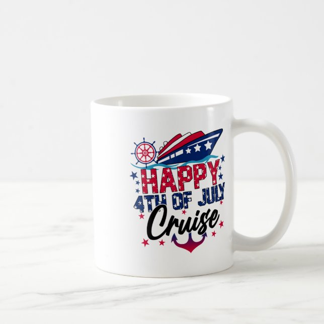 Taza De Café Feliz 4 De Julio Cruceros Patrióticos Estadouniden (Derecha)