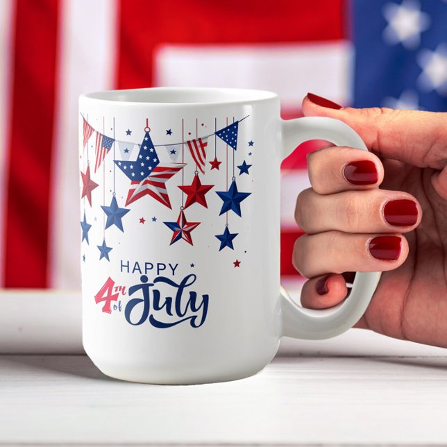Taza De Café Feliz 4 de julio de las estrellas colgantes ID1103 (Subido por el creador)
