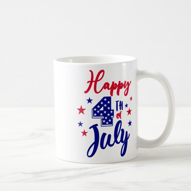 Taza De Café Feliz 4 De Julio Hombres Patrióticos Estadounidens (Derecha)