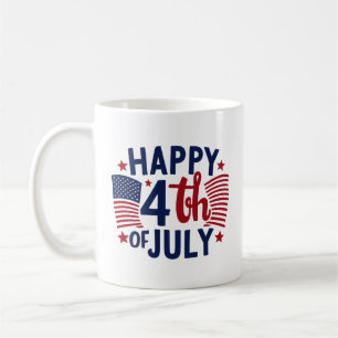 Taza De Café Feliz 4 De Julio Patriótico De La Bandera Estadoun