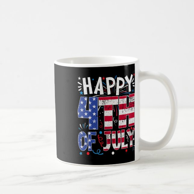 Taza De Café Feliz 4 De Julio Patriótico Estadounidense Bandera (Derecha)
