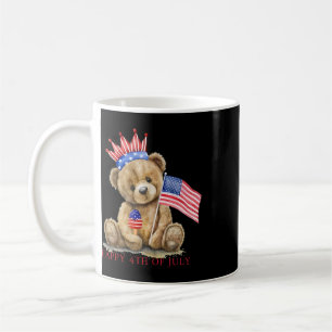 Taza De Café Feliz 4 de julio Patriótico Oso Lindo Mujeres Niña
