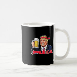Taza De Café Feliz 4 De Julio Trump Bandera Estadounidense Meri