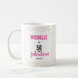 Taza De Café Feliz 50 cumpleaños 50 y fabulosa moda tipográfica