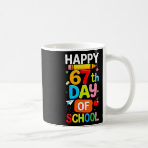Taza De Café Feliz 67º día de escuela maestro niños seis siete 
