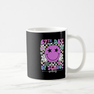 Taza De Café Feliz 67º día de vibraciones escolares Cara sonrie