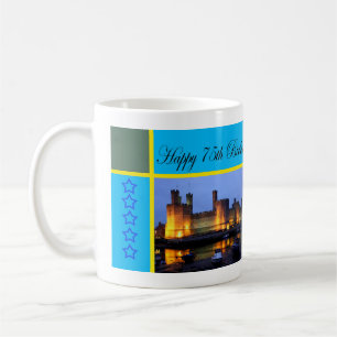 Taza De Café Feliz 75 cumpleaños Castillo de Caernarfon