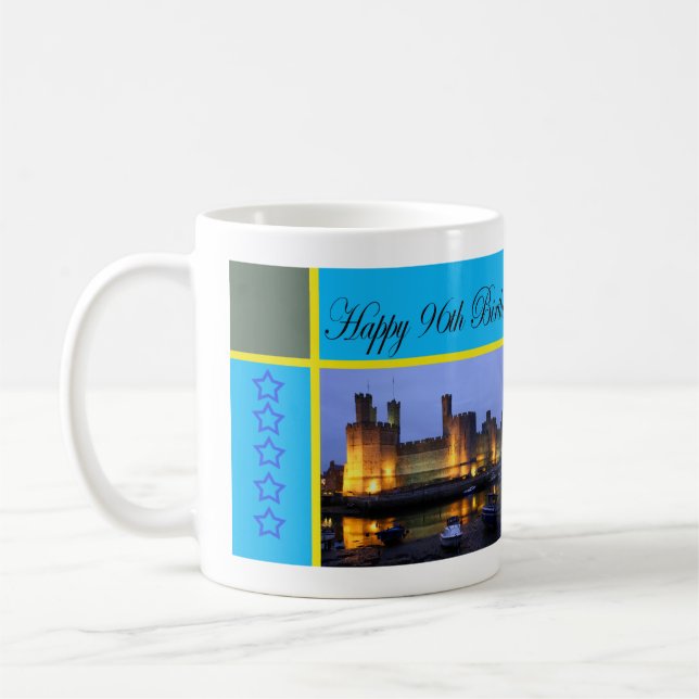 Taza De Café Feliz 96º cumpleaños Castillo de Caernarfon (Izquierda)