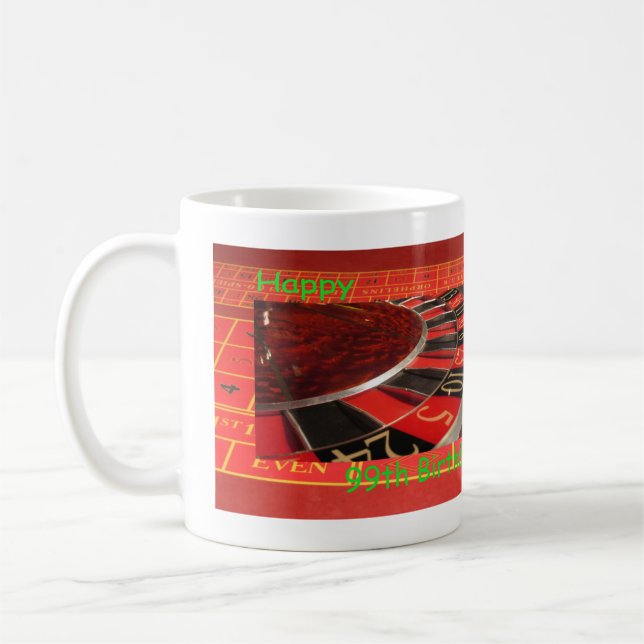 Taza De Café Feliz 99º cumpleaños de la rueda de la ruleta (Izquierda)