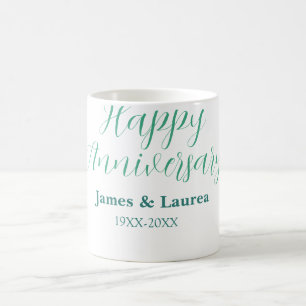 Taza De Café Feliz aniversario boda nombre fecha año simple mi