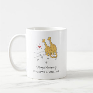 Taza De Café Feliz aniversario de Boda, matrimonio de dos dinos