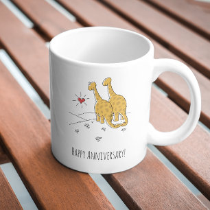 Taza De Café Feliz aniversario de Boda, matrimonio de dos dinos