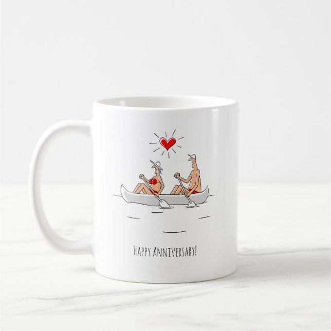 Taza De Café Feliz aniversario de Boda pareja casada canoa (Izquierda)