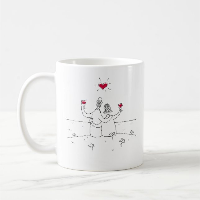 Taza De Café Feliz aniversario de Boda: Pareja casada con el co (Izquierda)