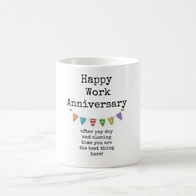 Taza De Café Feliz aniversario de trabajo, divertido café de co (Centro)