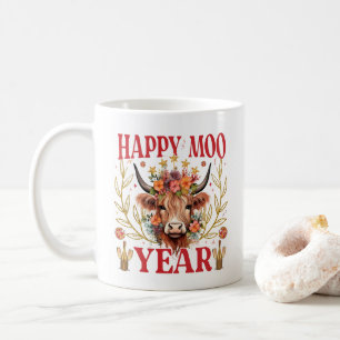 Taza De Café Feliz Año Moo en la región montañosa de café de va