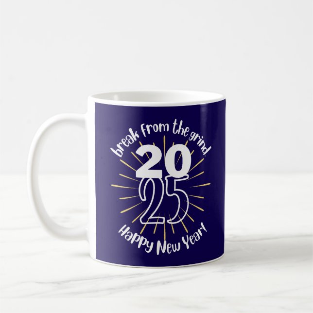 Taza De Café Feliz Año Nuevo 2025 BFTG Café Mug (Izquierda)