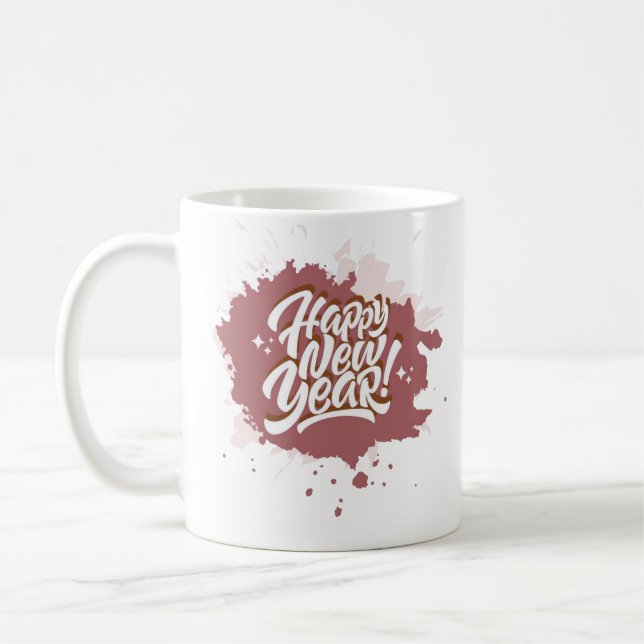 Taza De Café Feliz Año Nuevo 2025 Café Mug (Izquierda)