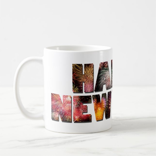 Taza De Café "¡Feliz Año Nuevo 2025 🎆 Extravaganza de fuegos a (Izquierda)