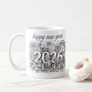 taza de café feliz año nuevo 2026