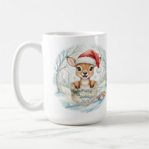 Taza De Café Feliz Año Nuevo 2026 con un bonito ciervo