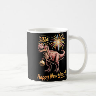 Taza De Café Feliz Año Nuevo 2026 Dinosaurio Camiseta Divertida