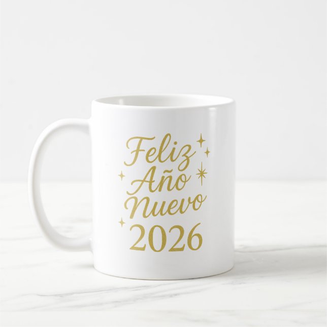 Taza De Café Feliz Año Nuevo 2026 ✨ | Elegant Gold New Year  (Izquierda)