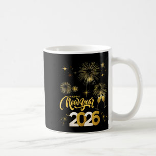 Taza De Café Feliz Año Nuevo 2026 Fuegos Artificiales Fiesta Fa