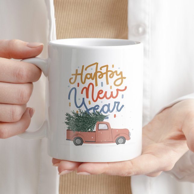 Taza De Café Feliz Año Nuevo café Tea Typography Invierno a la  (Subido por el creador)
