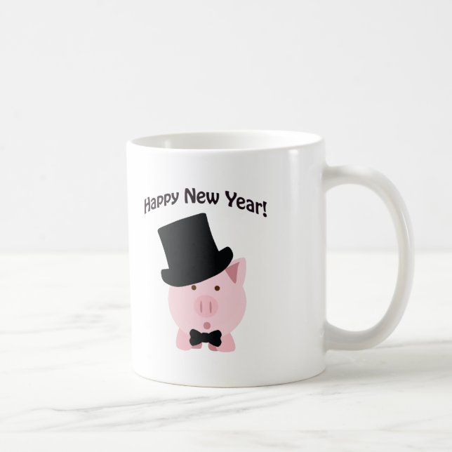 Taza De Café ¡Feliz Año Nuevo! Cerdo Dapper (Derecha)
