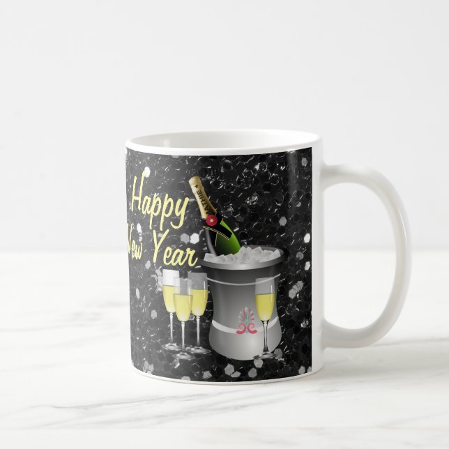 Taza De Café Feliz Año Nuevo Champán enfriado (Derecha)