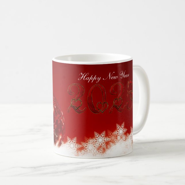 Taza De Café Feliz Año Nuevo, copo de nieve (Anverso derecho)