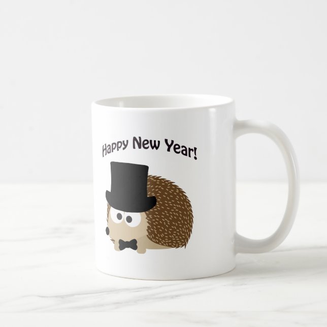 Taza De Café ¡Feliz Año Nuevo! Dapper Hedgehog (Derecha)