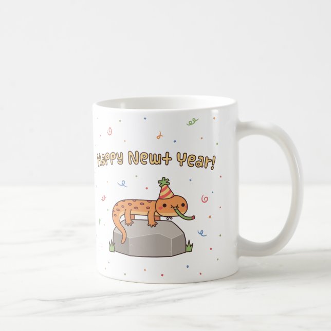 Taza De Café Feliz Año Nuevo, divertido y feliz Año Nuevo (Derecha)