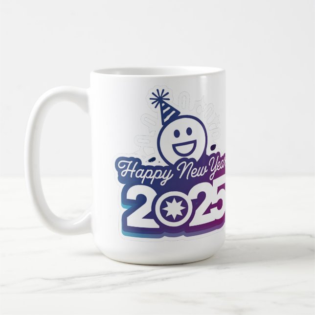 Taza De Café Feliz Año Nuevo en 2025 Mug (Izquierda)