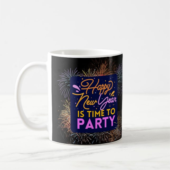 Taza De Café Feliz año nuevo es tiempo de fiesta (Izquierda)