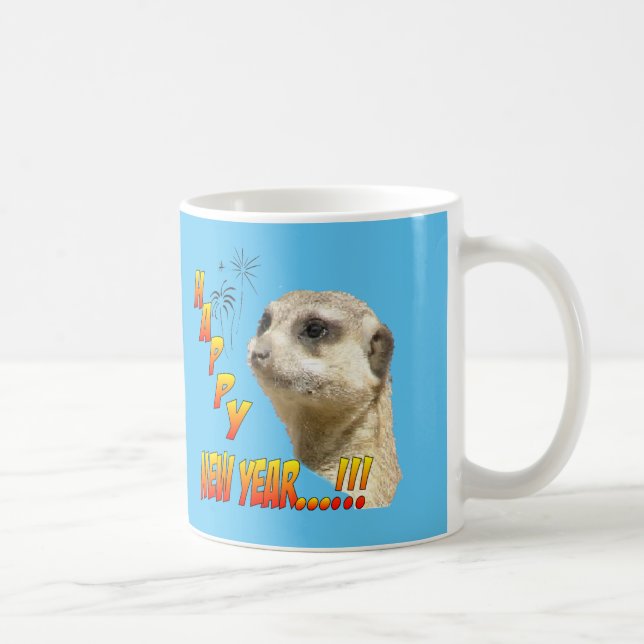 Taza De Café Feliz Año Nuevo Meerkat Coffee Mug (Derecha)