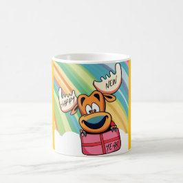 Taza De Café Feliz Año Nuevo Moose - Diseño de celebraciones fe