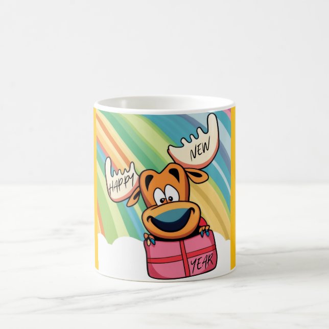 Taza De Café Feliz Año Nuevo Moose - Diseño de celebraciones fe (Centro)