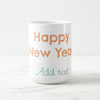 Taza De Café Feliz año nuevo naranja verde nombre fecha moderno