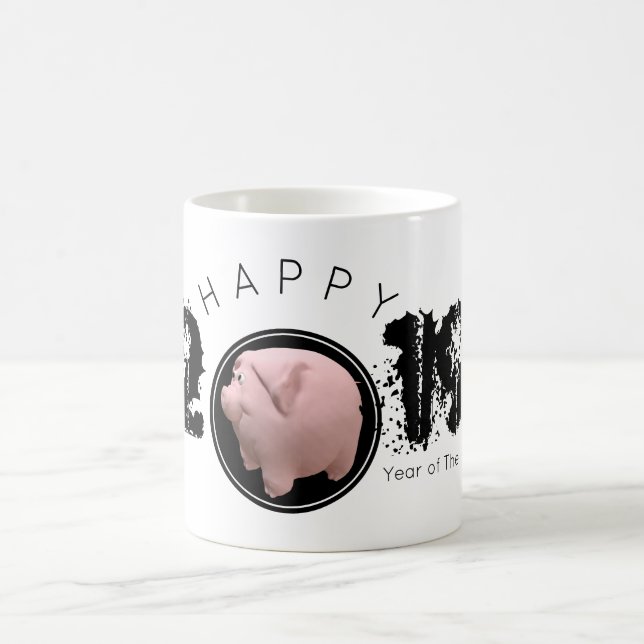 Taza De Café Feliz Año PIg grande 2019 Mug 3D original (Centro)