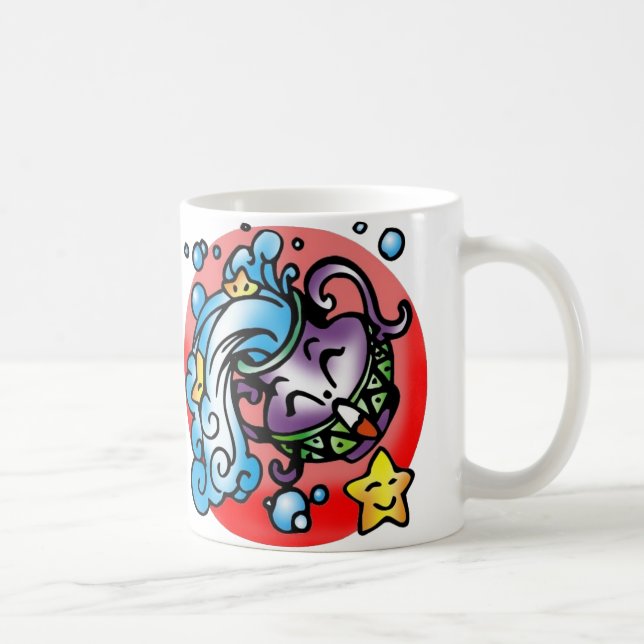 Taza De Café Feliz Aquarius Purple Personalizado Vase agua derr (Derecha)