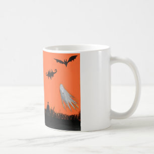Taza De Café Feliz árbol de Halloween Ghost Bat Classic White M