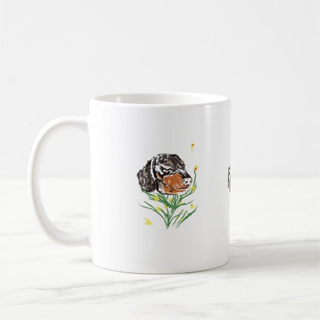 Taza De Café Feliz arte facial de Dachshund (Izquierda)