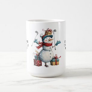 Taza De Café Feliz asesinato de Navidades de Snowman Golfer