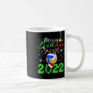 Taza De Café Feliz Ballmas 2022 Voleibol de renos Santa Navidad